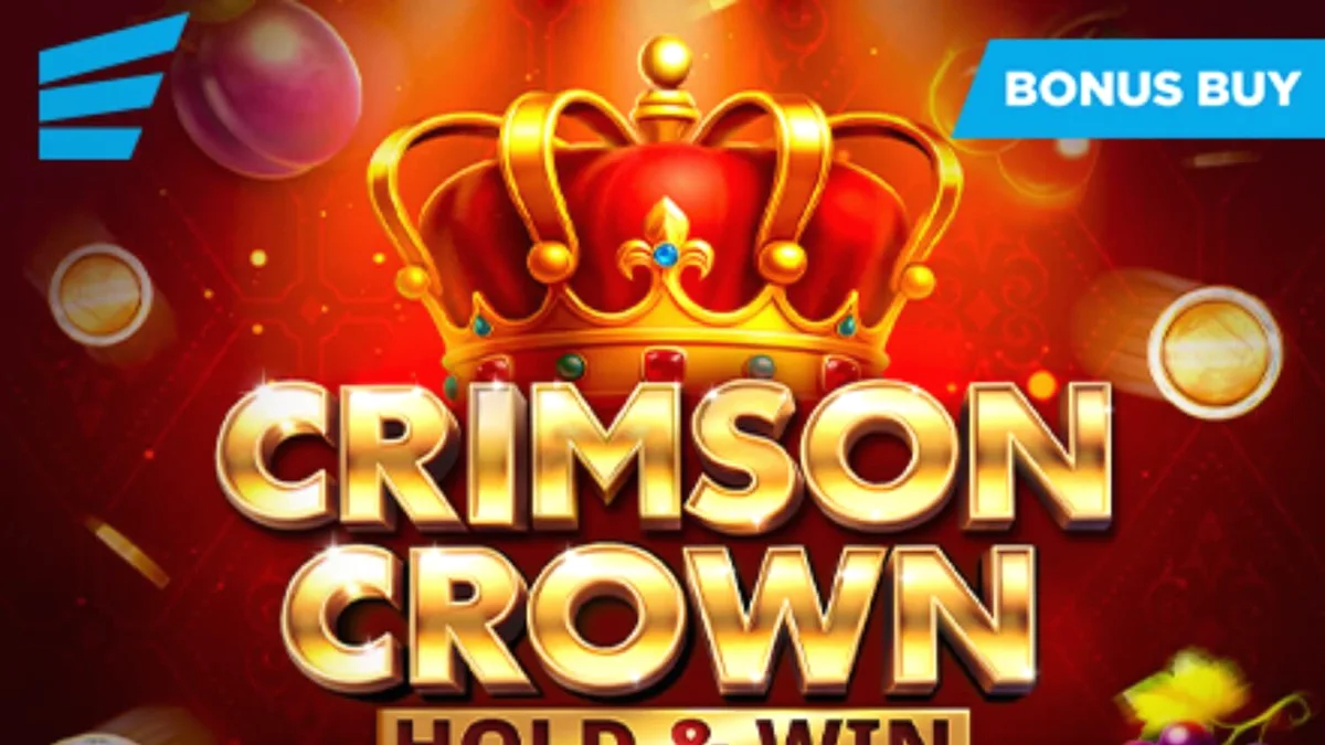 Tampilan visual slot Crimson Crown dengan simbol buah klasik dan elemen mahkota emas yang mewah.